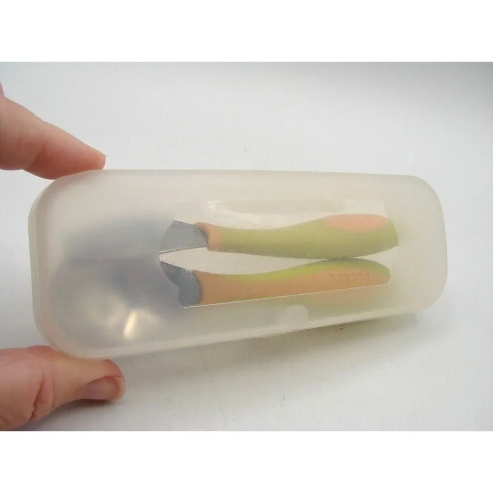 NUK 2 Piece Fork Spoon Set Lunchbox Travel Case Stainless Steel Kids Toddler Vtg